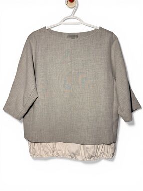 COS Gray Boxy Blouse with Cream Hem size EU34